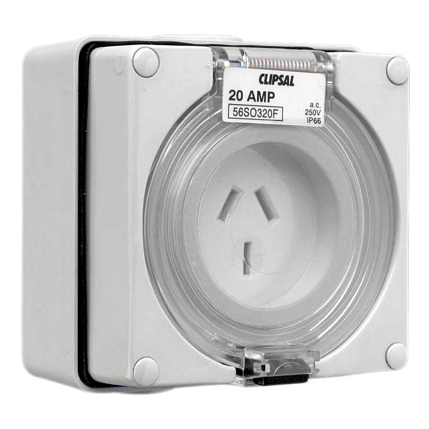 Picture of Surface Socket, Clipsal - 56 Series, IP66, 250V 20A - 3 Flat Pins