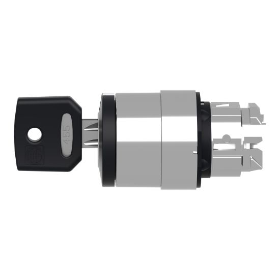 Picture of Key switch selector head, Harmony XB4, metal, black, 22mm, key 455, 3 positions, stay put