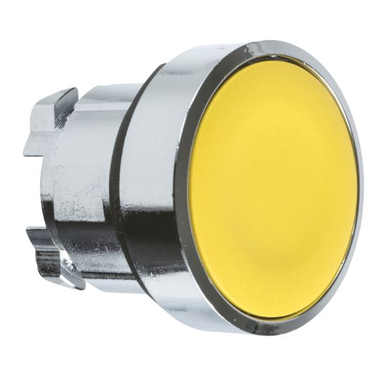 Picture of Head for illuminated push button, Harmony XB4, metal, yellow flush, 22mm, push-push, unmarked