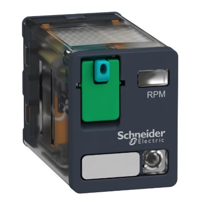 Picture of plug-in relay, Harmony electromechanical relays, 15A, 2CO, with LED, lockable test button, 48V DC