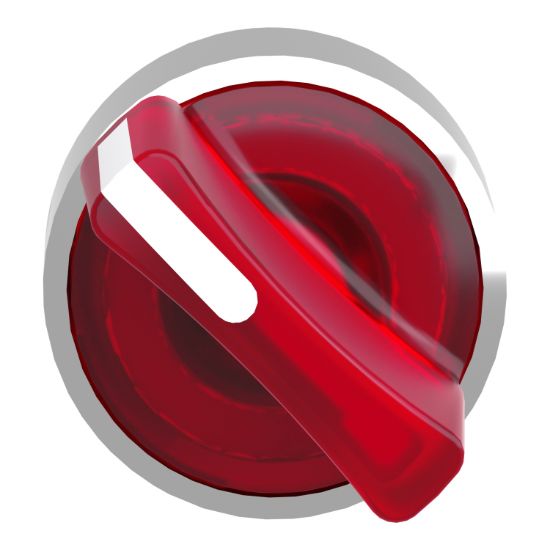 Picture of Head for illuminated selector switch, Harmony XB4, universal LED,  red handle, 22mm, 2 positions, spring return