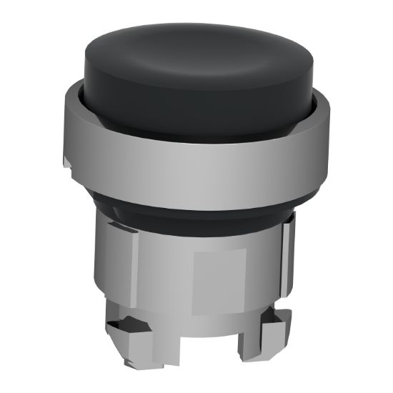 Picture of Push button head, Harmony XB4, metal, projecting, black, 22mm, spring return, unmarked