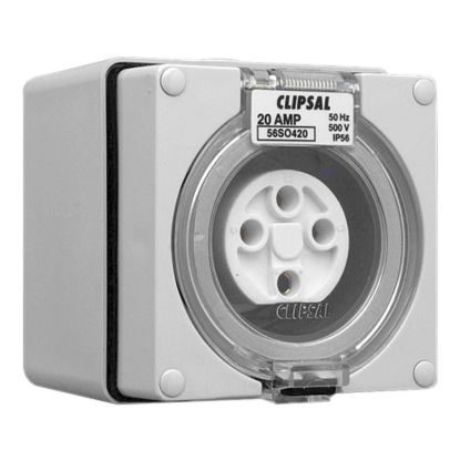 Picture of Surface Socket, Clipsal - 56 Series, IP66, 500V 20A - 4 Round Pins