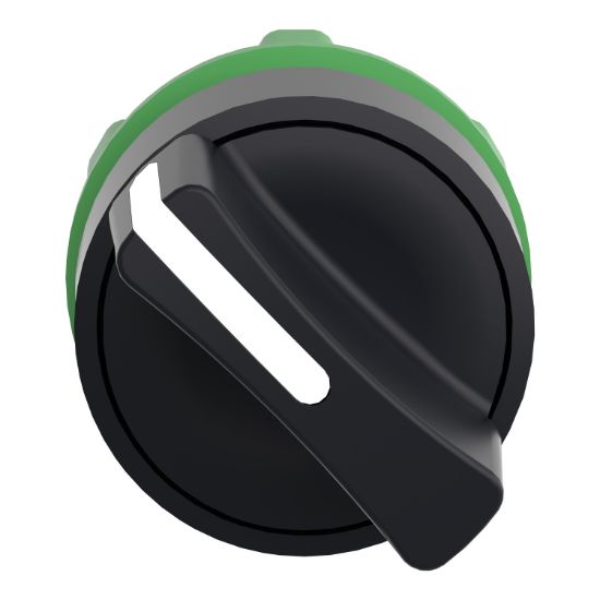 Picture of Head for selector switch, Harmony XB5, plastic, black, 22mm, 2 positions, spring return from right to left