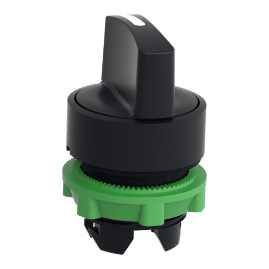 Picture of Selector switch head, Harmony XB5, plastic, black, 22mm, 3 positions, spring return to center