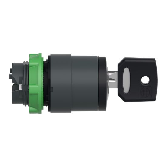 Picture of Head for key switch selector, Harmony XB5, plastic, black, 22mm, key 455, 3 positions, stay put