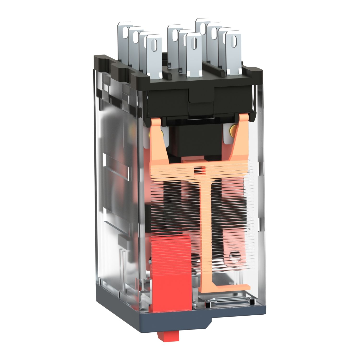 Picture of miniature plug in relay, Harmony Electromechanical Relays, 10A, 3CO, lockable test but to n, 120V AC