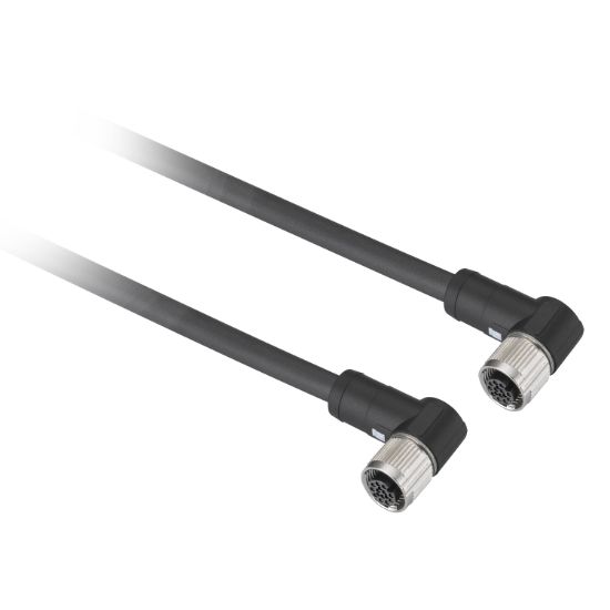 Picture of Jumper cable XZ, elbowed female M12 12 pin, elbowed female M12, 12 pin, 2 m