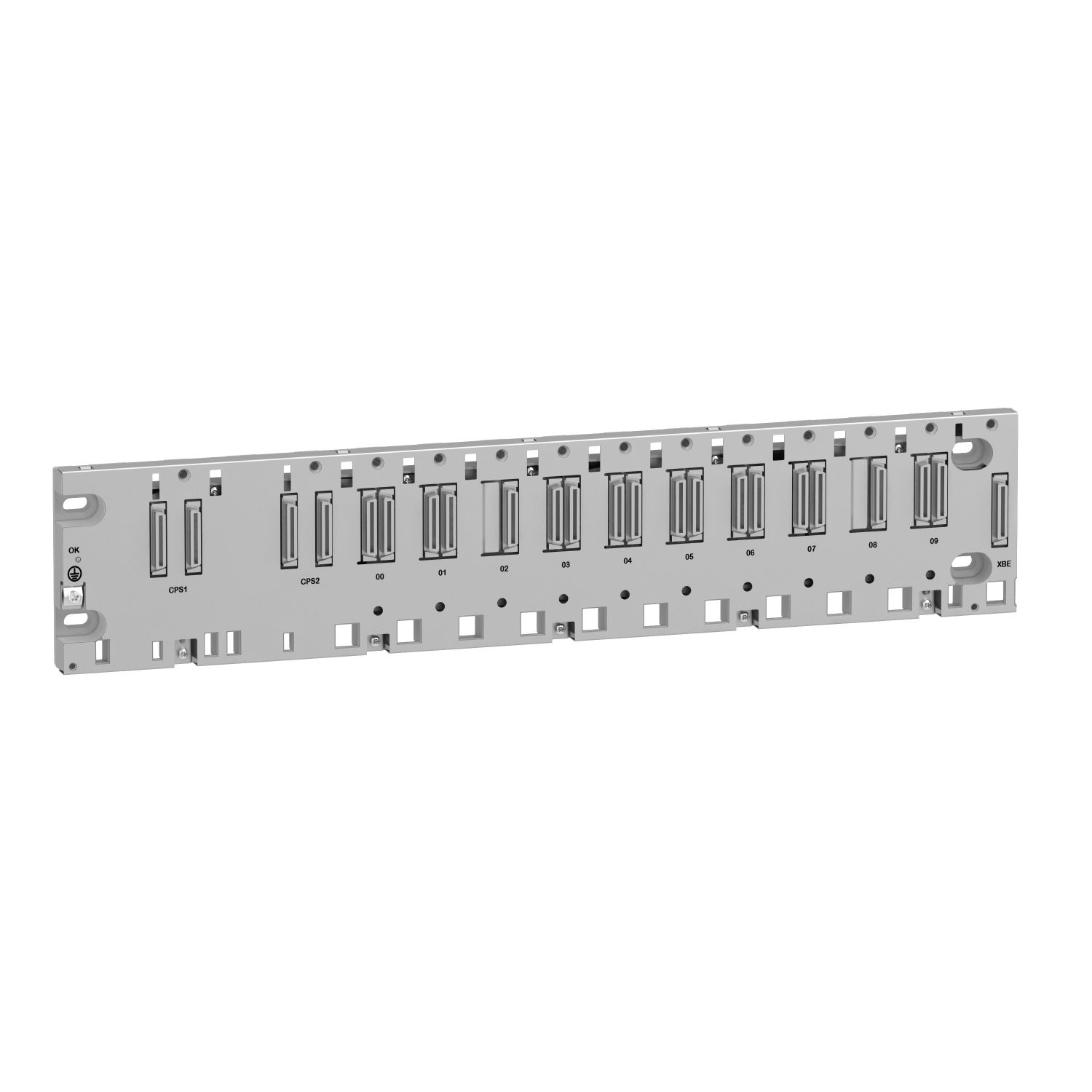 Picture of rack, Modicon X80, 10 slots, Redundant PS, Ethernet backplane, ruggedized