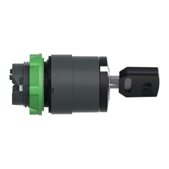 Picture of Head for key selector switch, Harmony XB5, plastic, black, 22mm, key 455, 2 positions, stay put