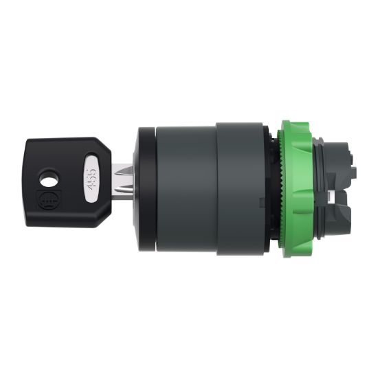 Picture of Head for key selector switch, Harmony XB5, plastic, black, 22mm, key 455, 2 positions, stay put