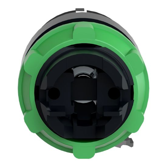 Picture of Key switch selector head, Harmony XB5, plastic, black, 22mm, key 455, 3 positions, spring return to center