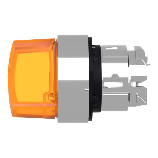 Picture of Head for illuminated selector switch, Harmony XB4, metal, orange handle, 22mm, universal LED, 2 positions, stay put
