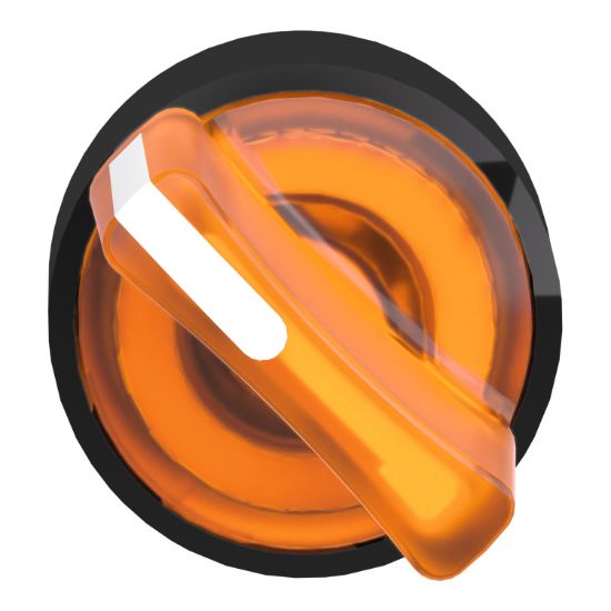 Picture of Head for illuminated selector switch, Harmony XB4, universal LED,  black metal, orange handle, 22mm, 2 positions, stay put