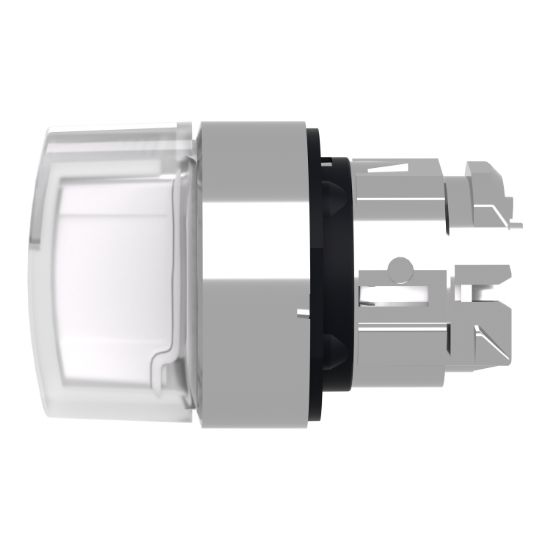 Picture of Head for illuminated selector switch, Harmony XB4, chromium metal, white handle, 22mm, universal LED, 3 positions