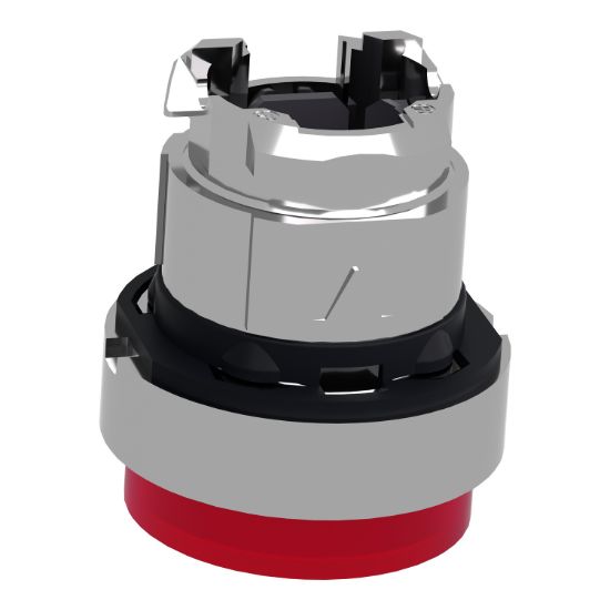 Picture of Head for illuminated push button, Harmony XB4, metal, red projecting, 22mm, push push, universal LED, unmarked