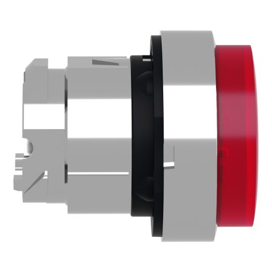 Picture of Head for illuminated push button, Harmony XB4, metal, red projecting, 22mm, push push, universal LED, unmarked