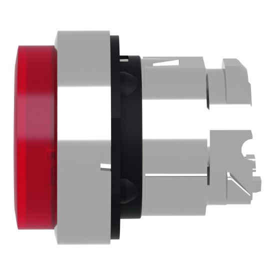 Picture of Head for illuminated push button, Harmony XB4, metal, red projecting, 22mm, push push, universal LED, unmarked