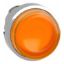 Picture of Head for illuminated push button, Harmony XB4, metal, orange projecting, 22mm, push push, universal LED, unmarked