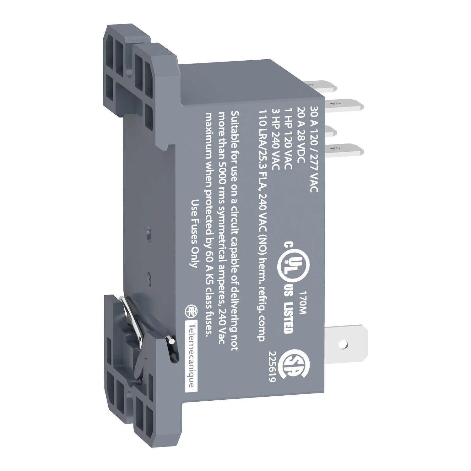 Picture of power relay, Harmony electromechanical relays, DIN rail or panel mount relay, 30A, 2NO, 24V AC