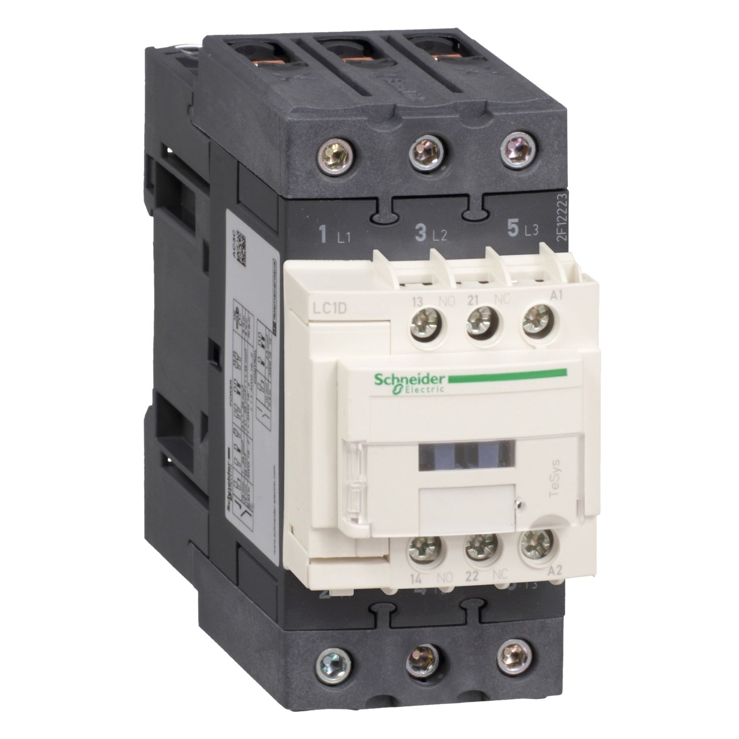 Picture of Contactor, TeSys D, TeSys Deca, 3P(3 NO), AC-3/AC-3e, 0 to 440V, 40A, 36VDC standard coil