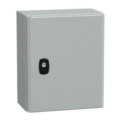 Picture of Wall mounted steel enclosure, Spacial S3D, plain door, with mounting plate, 300x250x150mm, IP66, IK10