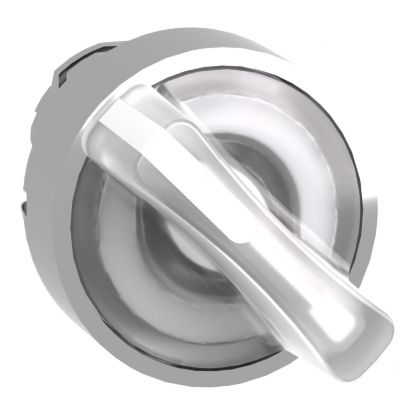 Picture of Head for illuminated selector switch, Harmony XB4, metal, white handle, 22mm, universal LED, 2 positions, stay put