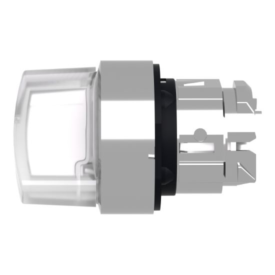 Picture of Head for illuminated selector switch, Harmony XB4, metal, white handle, 22mm, universal LED, 2 positions, stay put