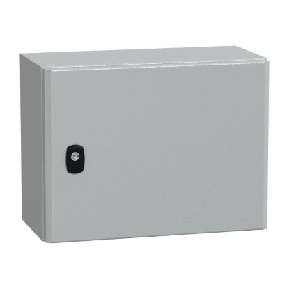 Picture of Wall mounted steel enclosure, Spacial S3D, plain door, with mounting plate, 300x400x200mm, IP66, IK10