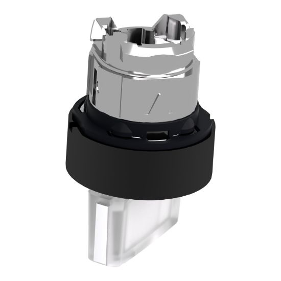 Picture of Head for illuminated selector switch, Harmony XB4, universal LED,  black metal, white handle, 22mm, 2 positions, stay put