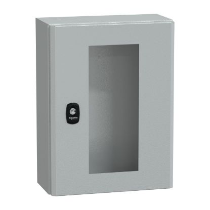 Picture of Wall mounted steel enclosure, PanelSeT S3D, transparent door, without mounting plate, 400x300x150mm, IP66, IK08
