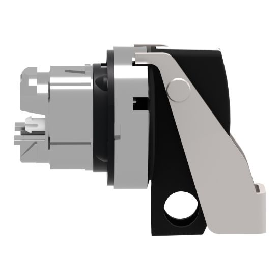 Picture of Selector switch head, Harmony XB4, metal, black, 22mm, long handle, 2 positions, stay put, padlockable on the left or on the right