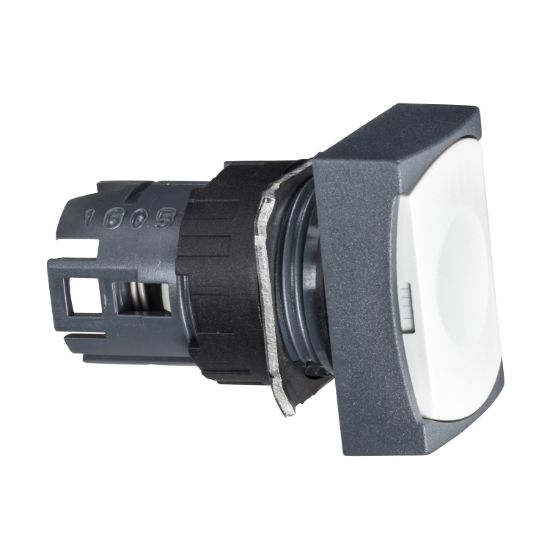 Picture of Head for non illuminated push button, Harmony XB6, white rectangular flush, 16mm, integral LED, spring return, unmarked