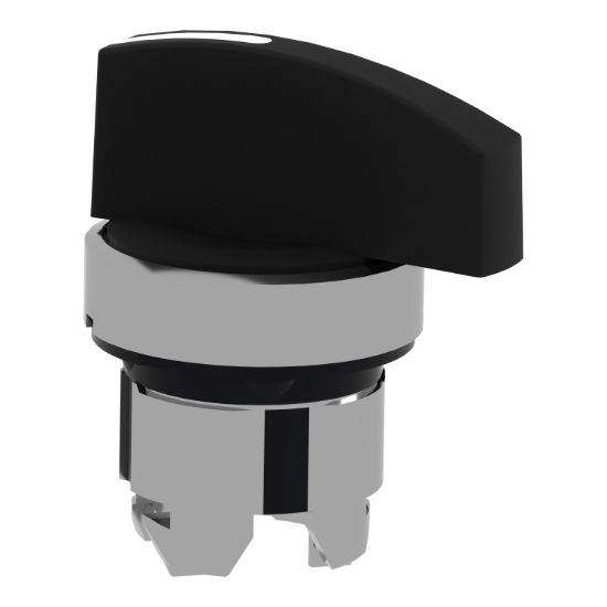 Picture of Selector switch head, Harmony XB4, metal, black, 22mm, long handle, 2 positions, spring return right to left