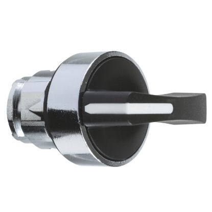 Picture of Head for selector switch, Harmony XB4, metal, black, 22mm, long handle, 3 positions, spring return to center