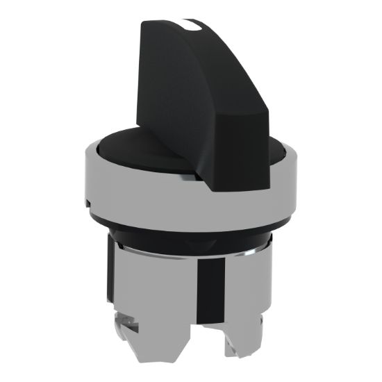 Picture of Head for selector switch, Harmony XB4, metal, black, 22mm, long handle, 3 positions, spring return to center