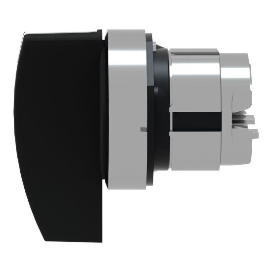 Picture of Head for selector switch, Harmony XB4, metal, black, 22mm, long handle, 3 positions, spring return to center
