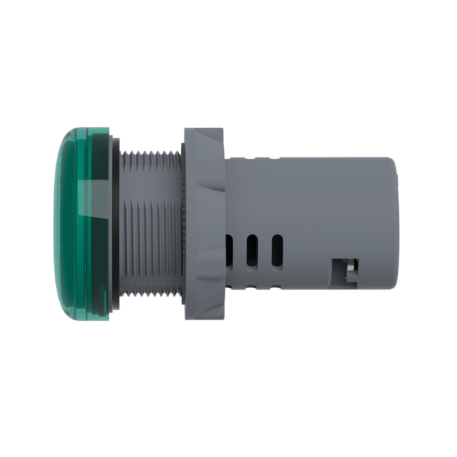 Picture of Monolithic pilot light, Easy Harmony XA2E, plastic, green, 22mm, integral LED, screw clamp terminals, 110V AC DC, anti interference