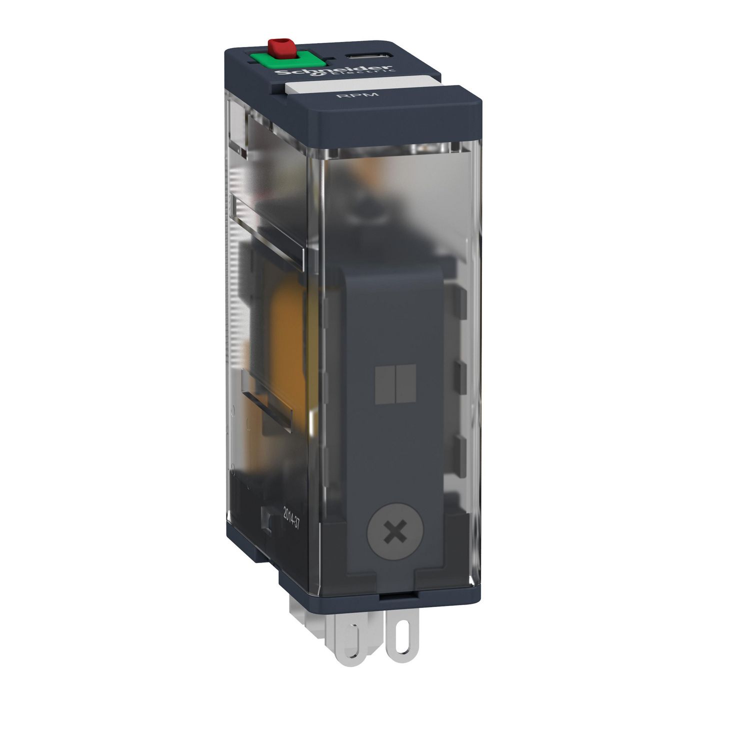 Picture of plug-in relay, Harmony electromechanical relays, 15A, 1CO, lockable test button, 24V AC