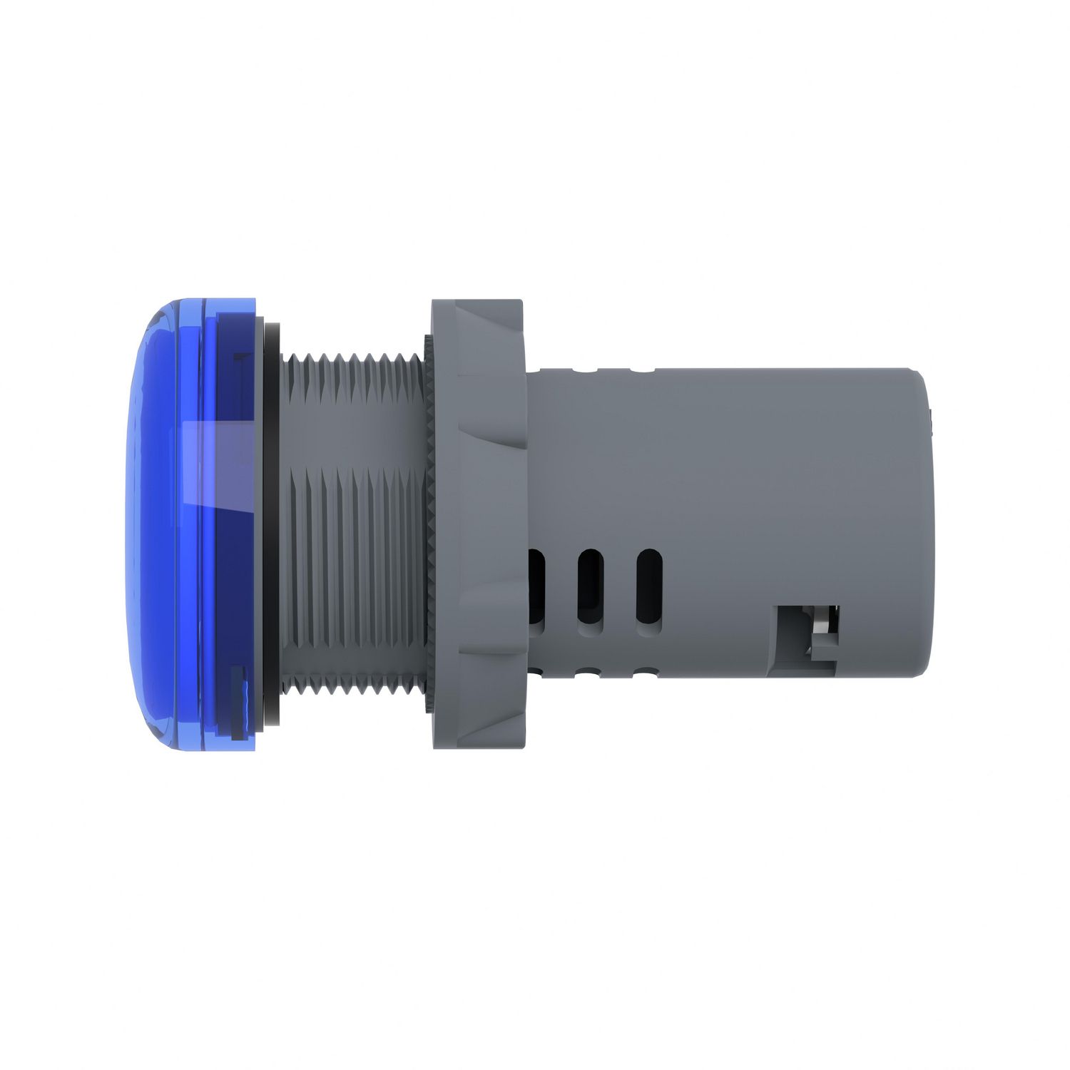 Picture of Monolithic pilot light, Easy Harmony XA2E, plastic, blue, 22mm, integral LED, screw clamp terminals, 110V AC DC, anti interference