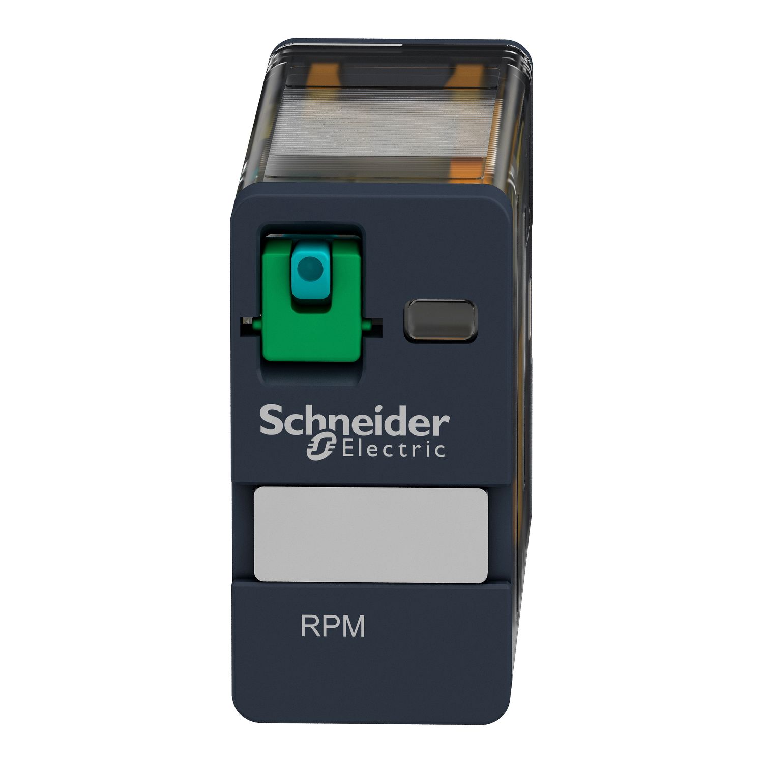 Picture of plug-in relay, Harmony electromechanical relays, 15A, 1CO, lockable test button, 24V DC