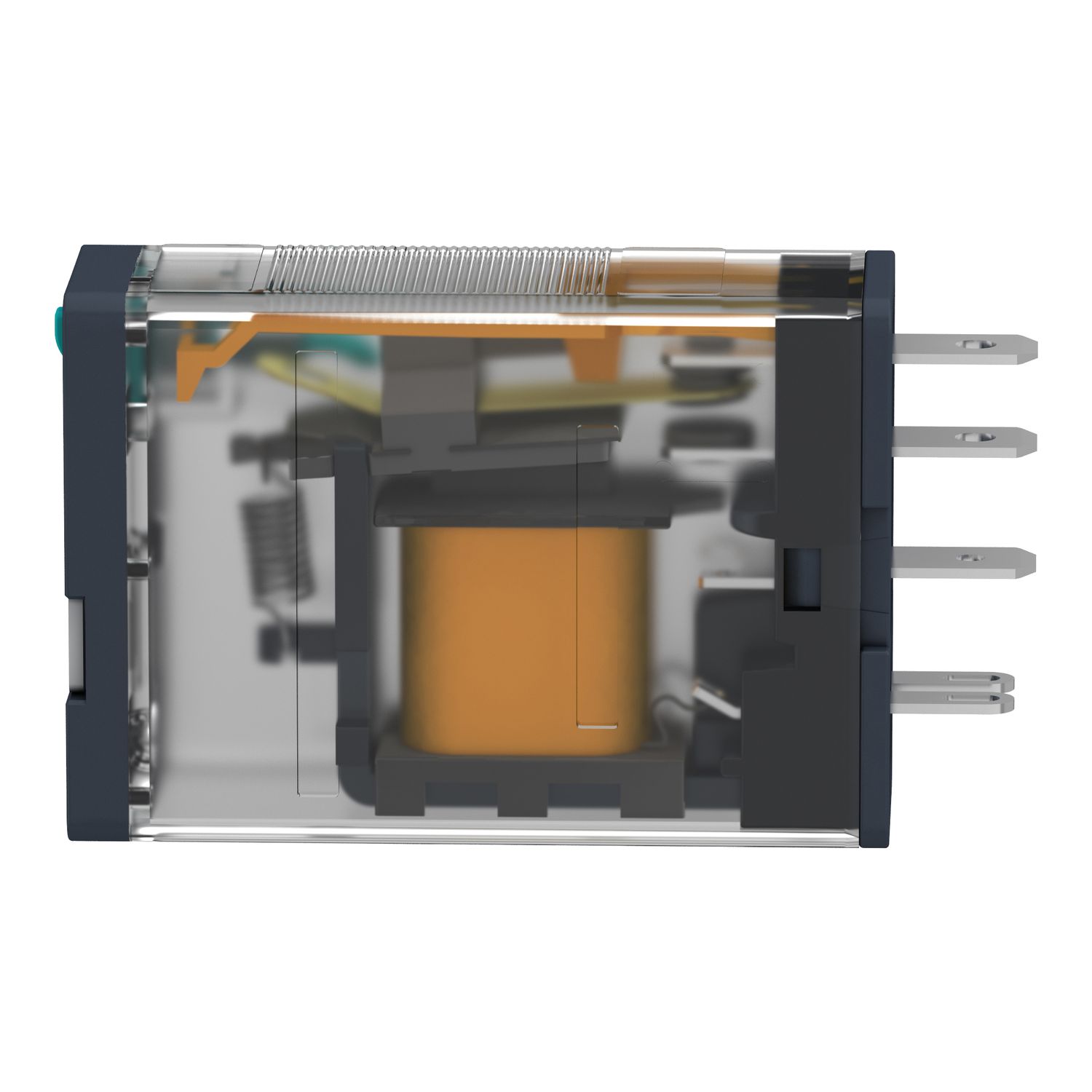 Picture of plug-in relay, Harmony electromechanical relays, 15A, 1CO, lockable test button, 24V DC