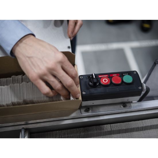 Picture of Head for illuminated push button, Harmony XB5, dark grey plastic, orange flush, 22mm, universal LED, push push, unmarked