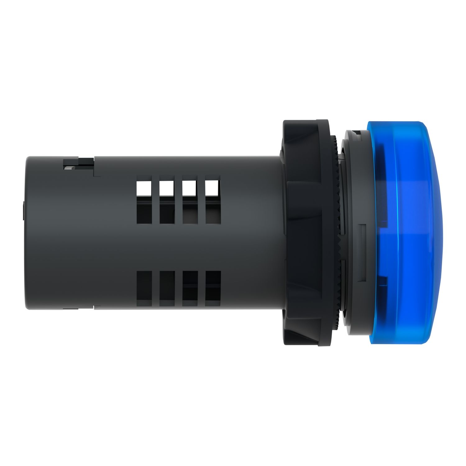 Picture of Monolithic pilot light, Easy Harmony XA2, plastic, blue, 22mm, integral LED, screw clamp terminals, 380…400V AC, anti interference