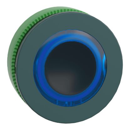 Picture of Head for illuminated push button, Harmony XB5, plastic, blue flush mounted, 30mm, universal LED, illuminated ring