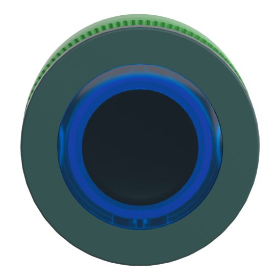 Picture of Head for illuminated push button, Harmony XB5, plastic, blue flush mounted, 30mm, universal LED, illuminated ring