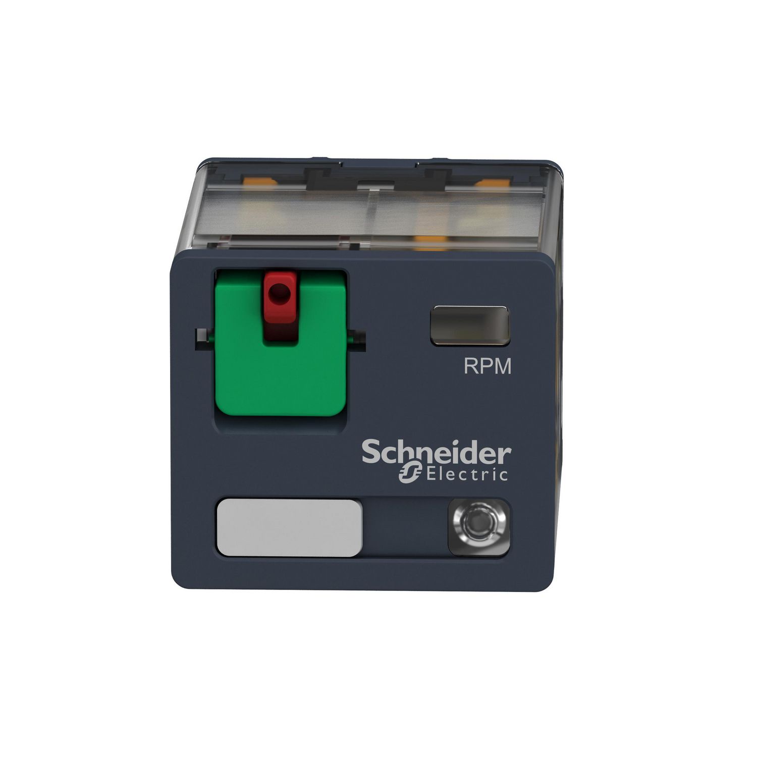 Picture of plug-in relay, Harmony electromechanical relays, 15A, 3CO, with LED, lockable test button, 120V AC