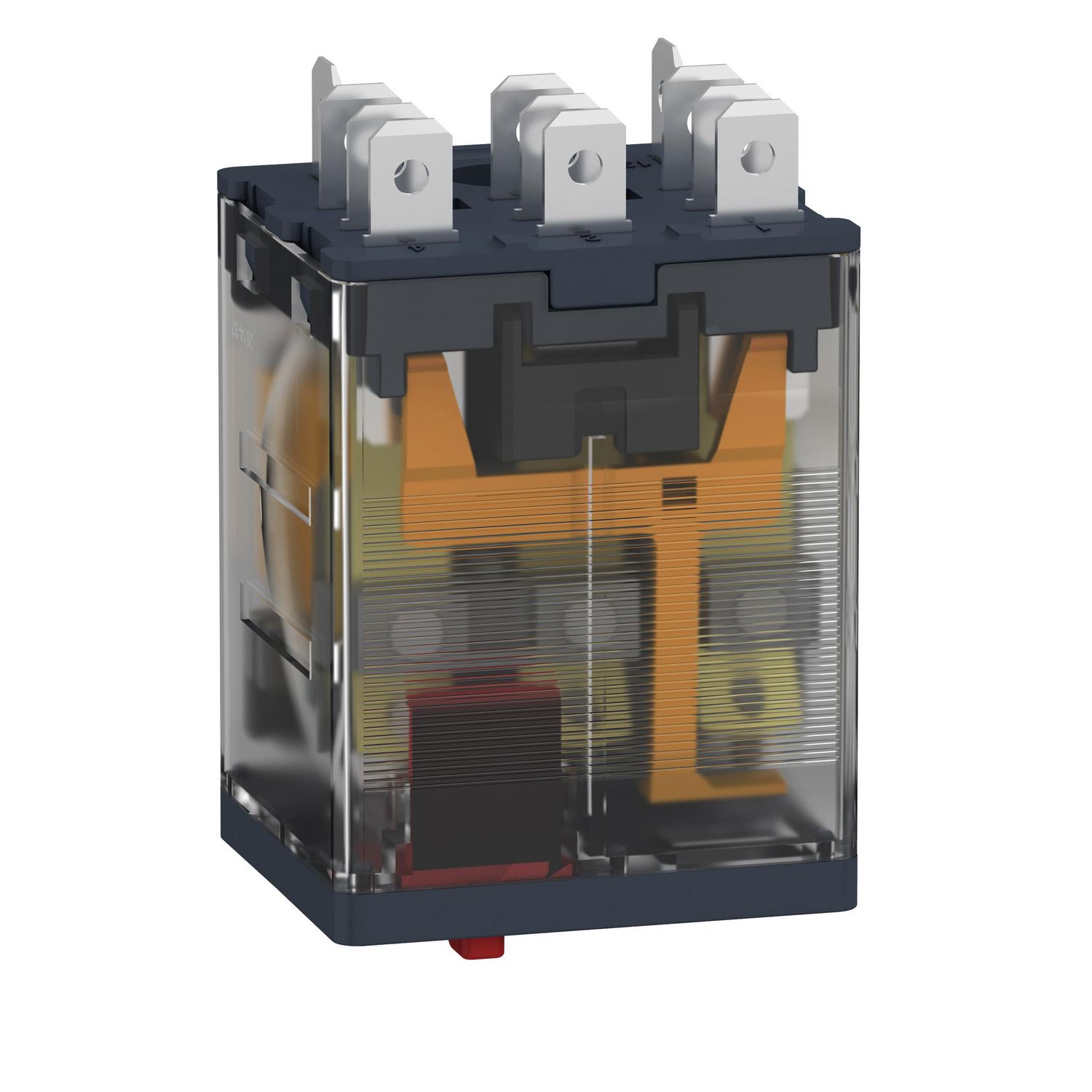 Picture of plug-in relay, Harmony electromechanical relays, 15A, 3CO, with LED, lockable test button, 120V AC