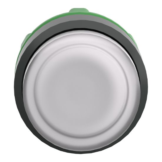 Picture of Head for illuminated push button, Harmony XB5, plastic, white projecting, 22mm, universal LED, push-push, unmarked