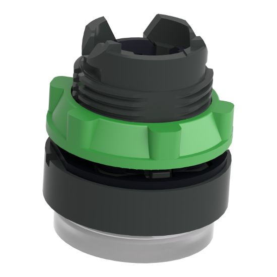 Picture of Head for illuminated push button, Harmony XB5, plastic, white projecting, 22mm, universal LED, push-push, unmarked